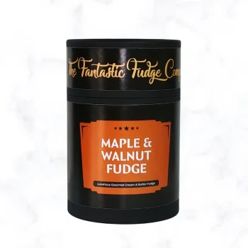 Maple & Walnut Fudge Gift Tub displayed on a white marble background