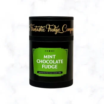 Mint Chocolate Fudge Gift Tub displayed on white marble background