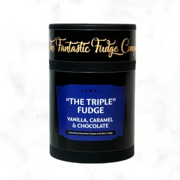 The Triple Fudge Gift Box displayed on a white marble background
